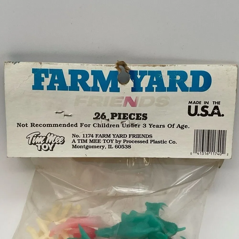 Vintage NWT TIMEE TOY Farm Yard Friends 26 Pieces Multicolor‎ Plastic Animals